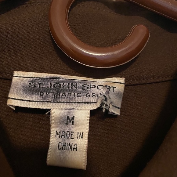St.John Brown Zipper Down Woman Top Jacket Size M - Picture 2 of 10